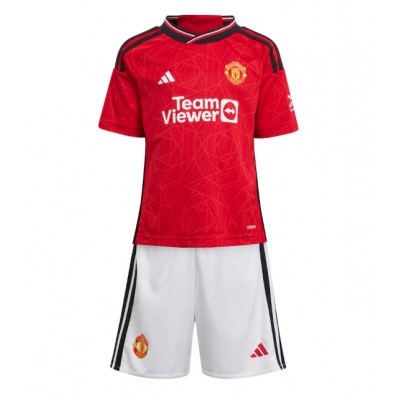 Fotballdrakt Barn Manchester United Marcus Rashford #10 Hjemmedraktsett 2023-24 Kortermet (+ Korte bukser)